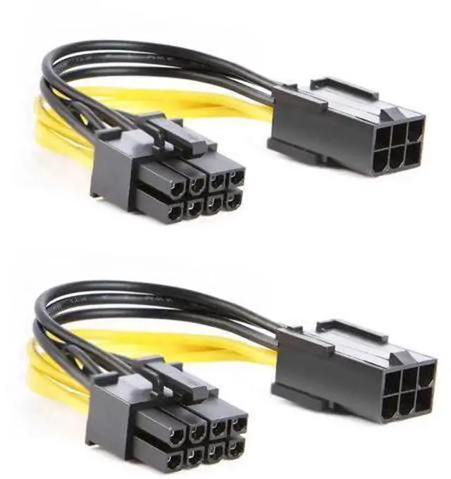 Main image of 2-Pack 10cm (4 Inches) PCIe 6 Pin to 8 Pin Graphics Card Power Adapter Cable