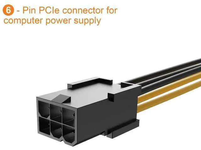 Alt view image 4 of 6 - 2-Pack 10cm (4 Inches) PCIe 6 Pin to 8 Pin Graphics Card Power Adapter Cable
