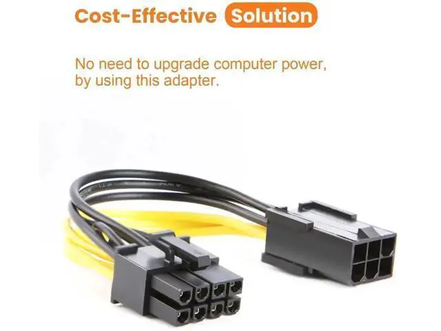 Alt view image 6 of 6 - 2-Pack 10cm (4 Inches) PCIe 6 Pin to 8 Pin Graphics Card Power Adapter Cable