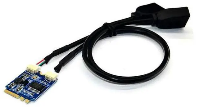 Main image of M.2 NGFF Key A-E Riser Expansion Card, M.2 to Dual USB 2.0 Ports Adapter Cable, Desktop Internal USB 2.0 Port Multiplier Hub Converter