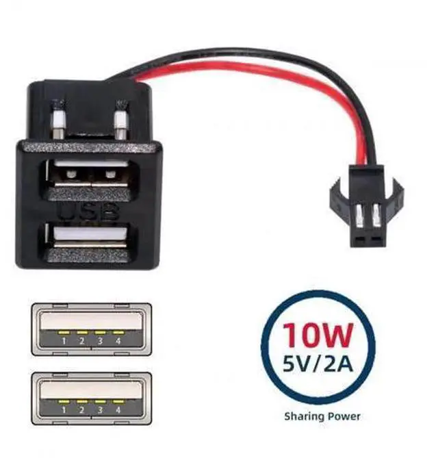 Alt view image 4 of 6 - Dual USB Type-A Female to 2.54mm Pitch 2Pin Header Cable with Latch Mount, DC 5V DIY OEM Power Cord