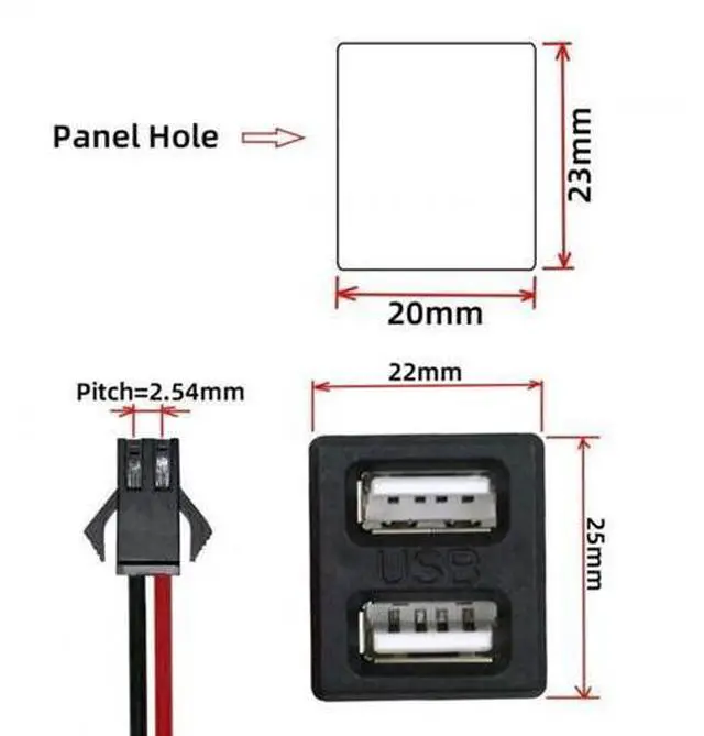 Alt view image 3 of 6 - Dual USB Type-A Female to 2.54mm Pitch 2Pin Header Cable with Latch Mount, DC 5V DIY OEM Power Cord