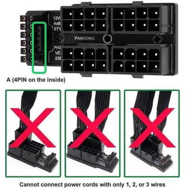 Alt view image 3 of 7 - 180 Degree 12VHPWR 16Pin to 4×8Pin GPU Power Adapter, PCIe 5.0 ATX3.0 600W Type A Connector for RTX 4090/3090Ti