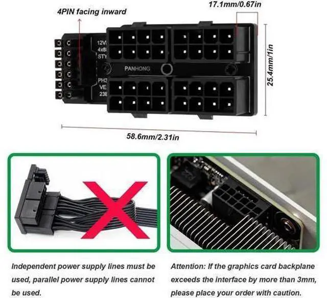 Alt view image 4 of 7 - 180 Degree 12VHPWR 16Pin to 4×8Pin GPU Power Adapter, PCIe 5.0 ATX3.0 600W Type A Connector for RTX 4090/3090Ti