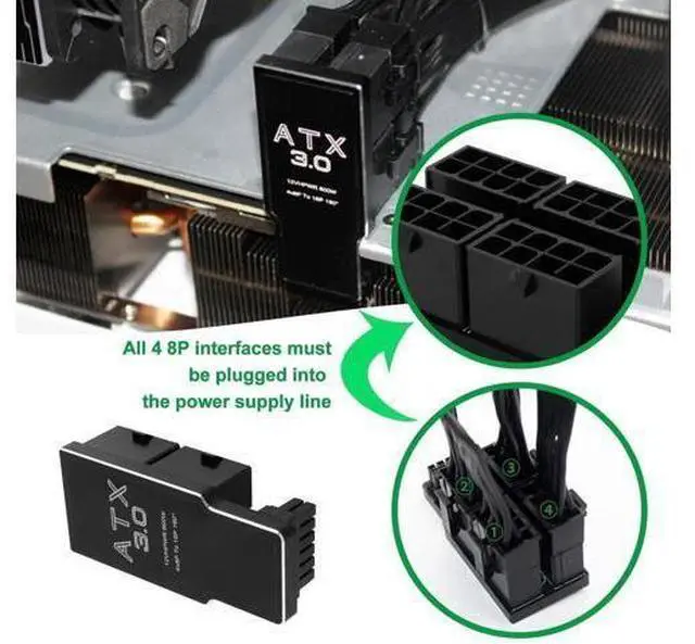 Alt view image 7 of 7 - 180 Degree 12VHPWR 16Pin to 4×8Pin GPU Power Adapter, PCIe 5.0 ATX3.0 600W Type A Connector for RTX 4090/3090Ti