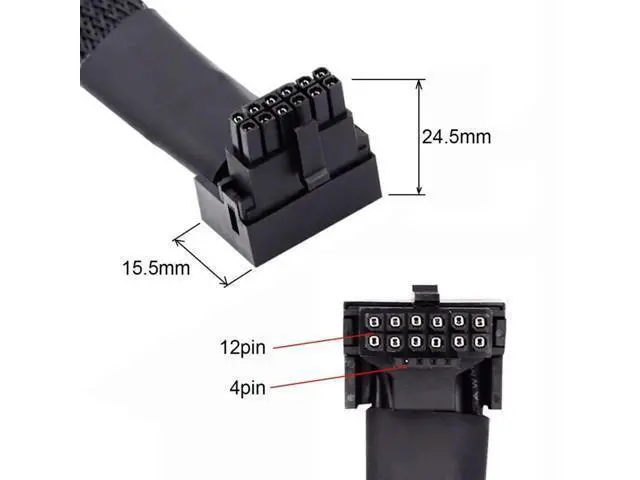 Alt view image 2 of 7 - ATX 3.0 PCIe 5.0 12VHPWR Male to Female 90° Down-Angled GPU Extension Cable