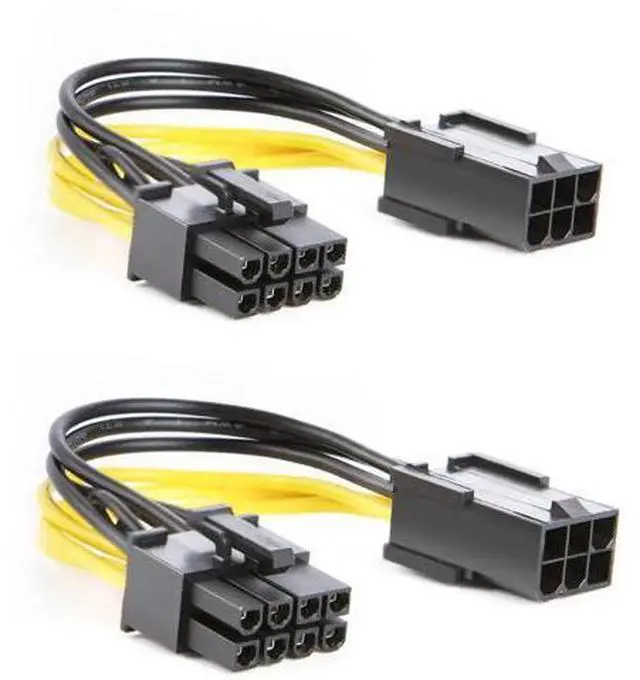 Main image of 2 Pack 4 Inch (10cm) PCIe 6Pin to 8Pin (6+2) GPU Power Adapter Extension Cable