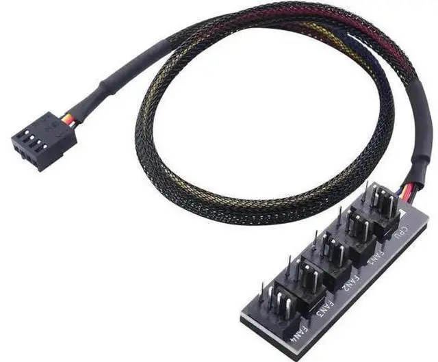 Main image of 1-to-5 PWM Fan Hub Splitter with 16 Inch Extension Cable, PC Case Cooling Fan Connector Adapter