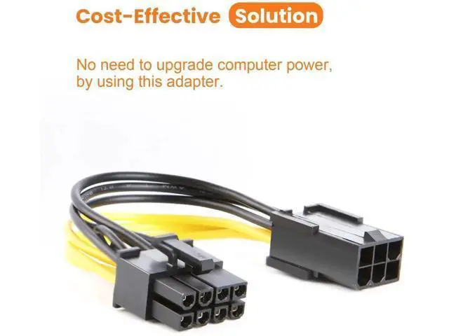 Alt view image 2 of 7 - 2 Pack 4 Inch (10cm) PCIe 6Pin to 8Pin (6+2) GPU Power Adapter Extension Cable