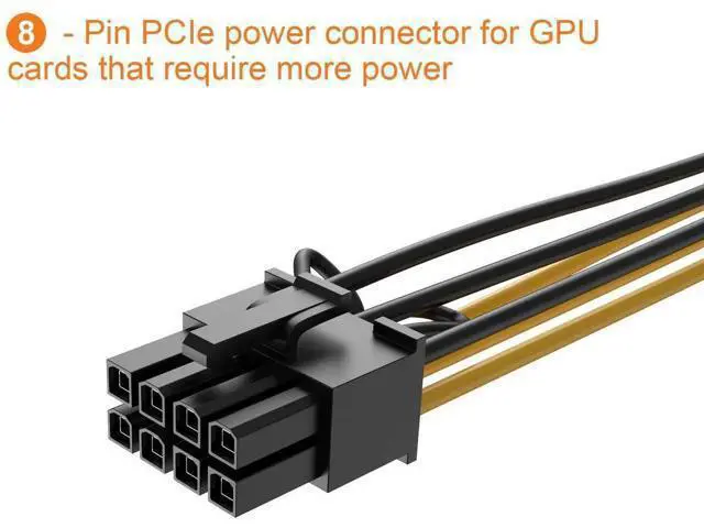 Alt view image 7 of 7 - 2 Pack 4 Inch (10cm) PCIe 6Pin to 8Pin (6+2) GPU Power Adapter Extension Cable