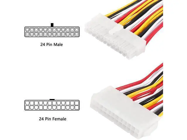 Alt view image 3 of 5 - 30cm ATX 24Pin Male to Female Motherboard Power Extension Cable, 18AWG PSU Extender Cord for PC Motherboard