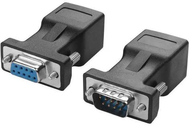 Main image of 1 Pair DB9 RS232 Male & Female to RJ45 Female Serial Console Adapter, DB9 9Pin Serial Port to Cat5/Cat6 Ethernet LAN Converter