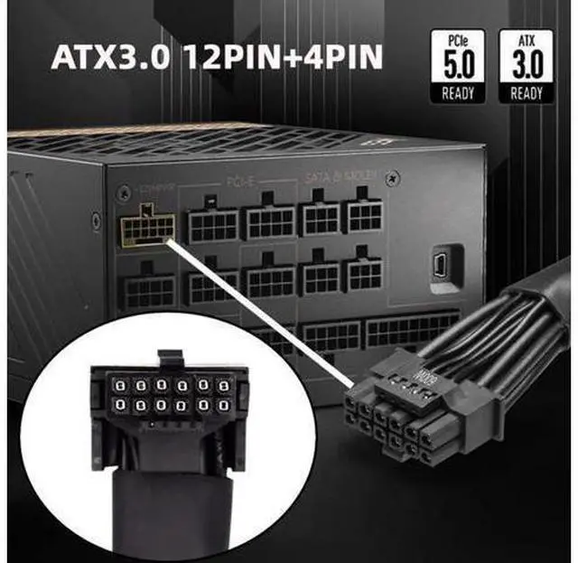Alt view image 7 of 7 - ATX 3.0 PCIe 5.0 12VHPWR Male to Female 90° Down-Angled GPU Extension Cable