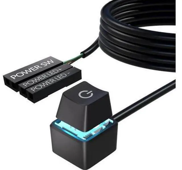 Main image of 65 Inch External PC Power Switch with LED Indicator, Desktop Remote Startup Button for Motherboard Connection