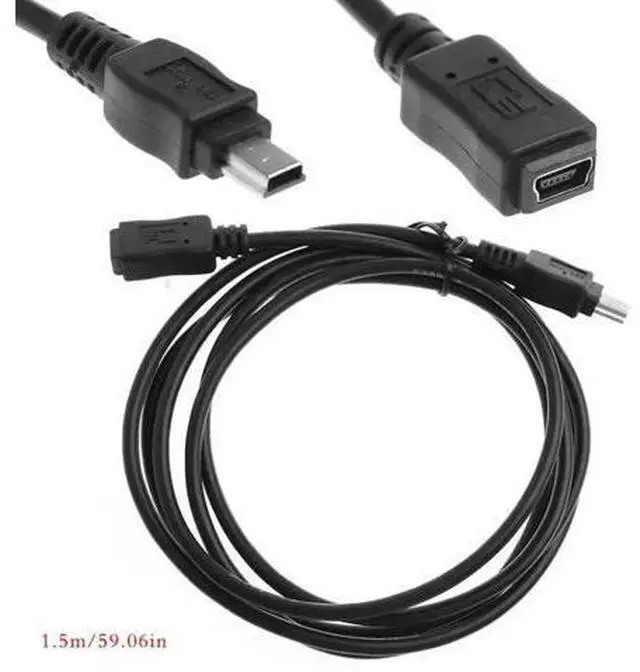 Main image of 1.5m (5 Feet) Mini USB B 5Pin Male to Female Extension Cable, Black USB Mini B Extension Cord