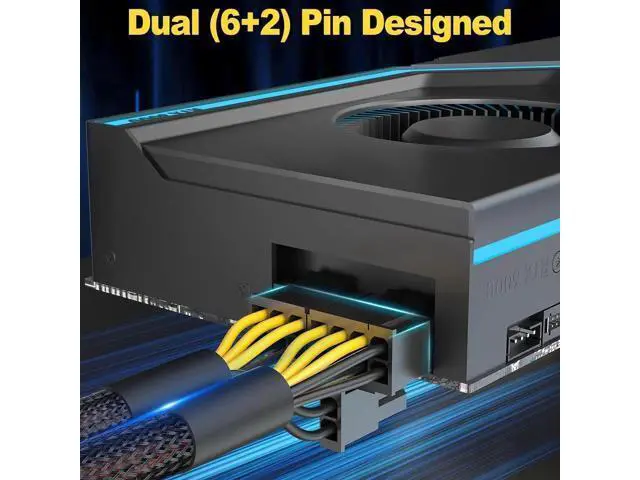 Alt view image 2 of 7 - 2 Pack 9 Inch PCIe 8 Pin Female to Dual 8 Pin (6+2) Male Power Adapter Cable with Heat-Shrink Tubing for GPU