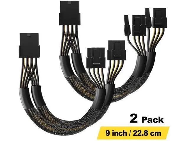 Alt view image 2 of 7 - 2-Pack 9 Inch PCIe 8 Pin Female to Dual 8 Pin (6+2 Detachable) GPU Power Splitter Cable with Heat-Shrink Tubing