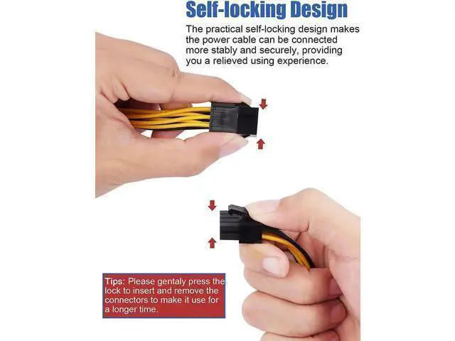 Alt view image 2 of 6 - 4 Pack 6Pin PCIe to Dual 8Pin (6+2 Detachable) GPU Power Y Splitter Cable, PCIe Express VGA Graphics Card Extension Cord