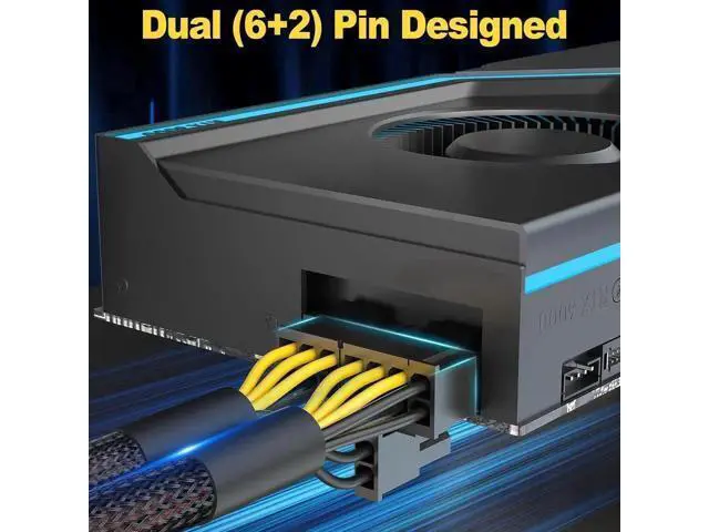 Alt view image 3 of 7 - 2-Pack 9 Inch PCIe 8 Pin Female to Dual 8 Pin (6+2 Detachable) GPU Power Splitter Cable with Heat-Shrink Tubing