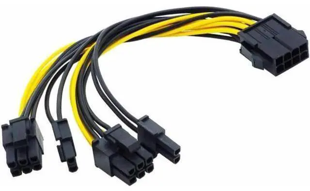 Alt view image 3 of 5 - 20CM 18AWG CPU 8Pin to Dual PCIe 8Pin (6+2) Y-Splitter Power Cable for GPU & Mining Rig
