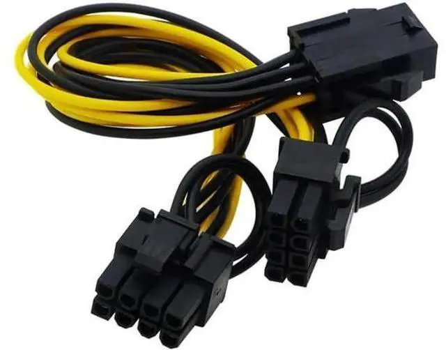 Alt view image 2 of 5 - 20CM 18AWG CPU 8Pin to Dual PCIe 8Pin (6+2) Y-Splitter Power Cable for GPU & Mining Rig