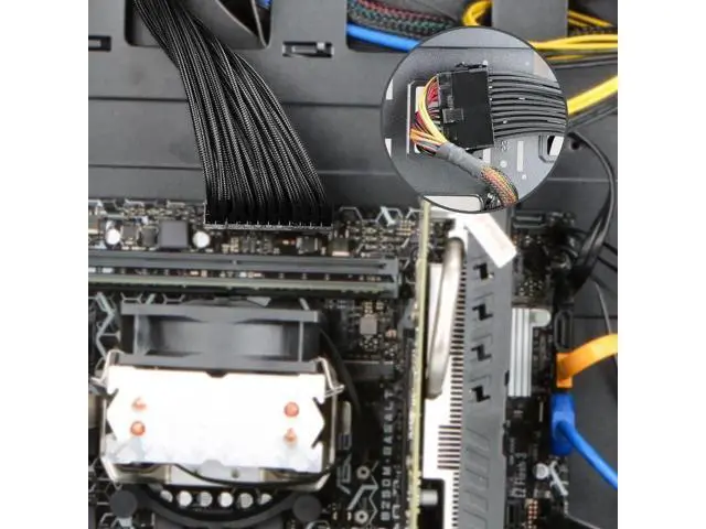 Alt view image 7 of 7 - 12 Inch Sleeved ATX 24Pin PSU Extension Cable, 20+4 Male to Female Motherboard Power Extension Cord