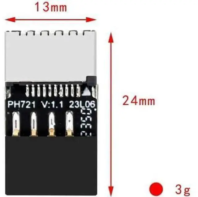 Alt view image 6 of 7 - 6Pcs PH721 Motherboard USB2.0 9Pin Header Male to Female Type-E Adapter, Internal USB-C Front Panel Port Converter