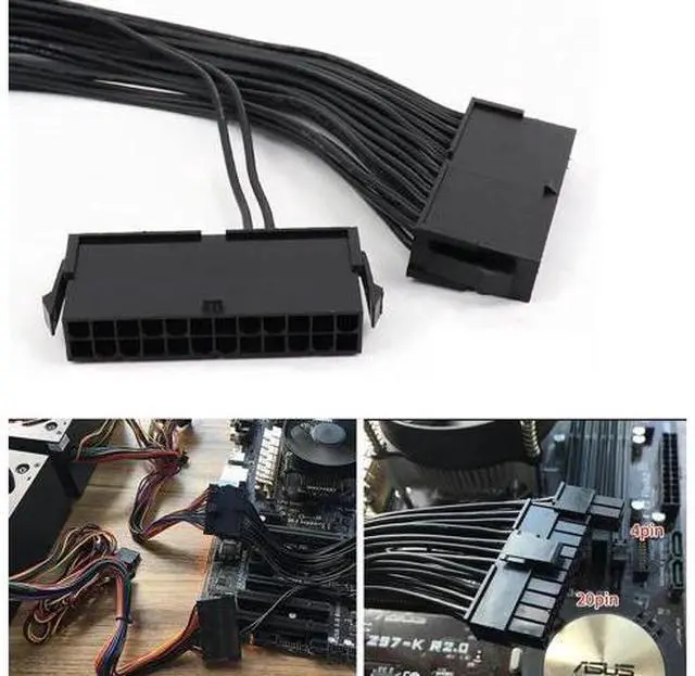 Alt view image 3 of 5 - Dual PSU Synchronous Startup 24Pin Extension Cable Kit, ATX 20+4 Pin Multiple Power Supply Splitter Adapter Cord for Desktop Motherboard Dual Power Expansion
