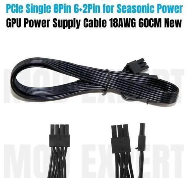 Alt view image 6 of 6 - 60cm PCIe 8Pin (6+2Pin) GPU Modular Power Cable for Seasonic PSU, Compatible with FOCUS, PRIME, M12II EVO Series 450W/550W/650W/750W/850W/1000W