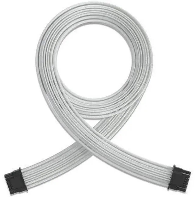 Main image of White Sleeved PCIe 5.0 12VHPWR 16Pin(12+4) Male-to-Male Modular PSU Cable, 16AWG for RTX 3090Ti, RTX 4080, RTX 4090