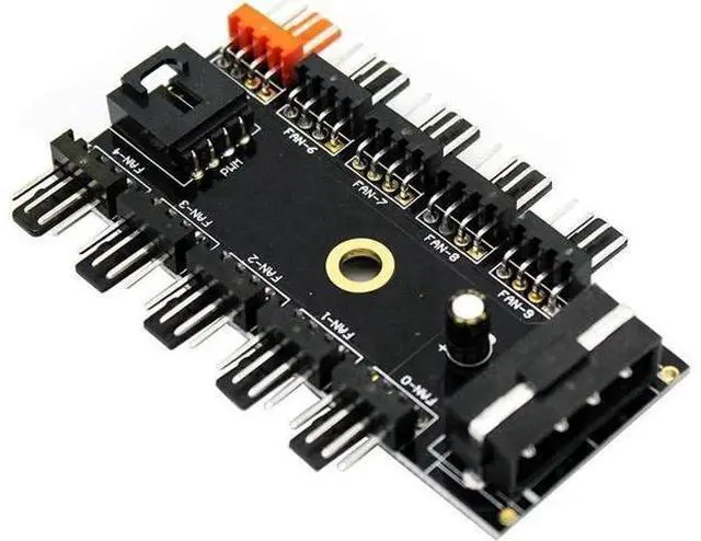 Main image of 1 to 10 Way 4Pin PWM Fan Hub Splitter Cable, 1 Female to 10 Male for PC Case Fan Controller