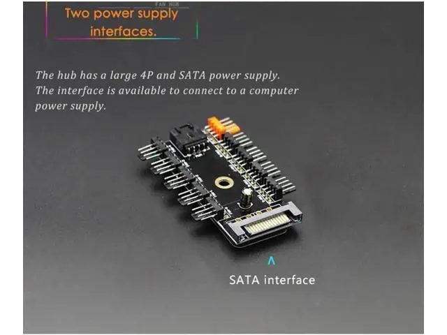 Alt view image 5 of 6 - 1 to 10 Way 4Pin PWM Fan Hub Splitter Cable, 1 Female to 10 Male for PC Case Fan Controller
