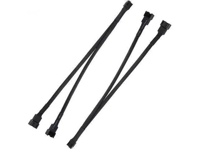 Alt view image 5 of 7 - 2 Pack 10 Inch Sleeved 1-to-2 PWM Fan Splitter Cable, Black Braided 2-Way PC Fan Extension Cord Compatible with 3-Pin & 4-Pin CPU Chassis Fans
