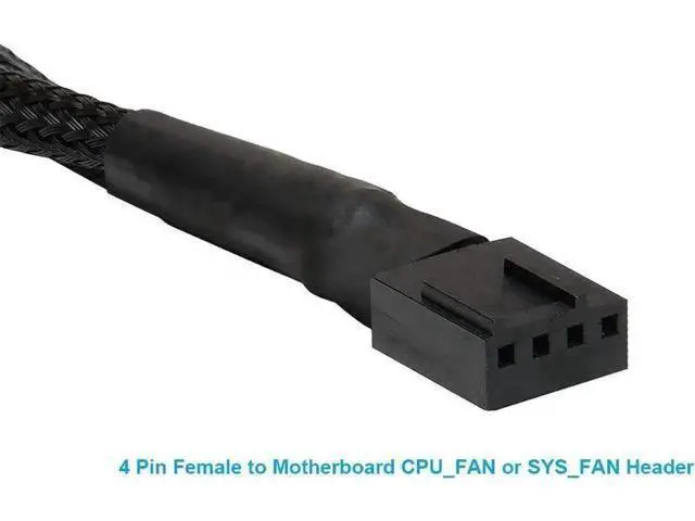Alt view image 7 of 7 - 2 Pack 10 Inch Sleeved 1-to-2 PWM Fan Splitter Cable, Black Braided 2-Way PC Fan Extension Cord Compatible with 3-Pin & 4-Pin CPU Chassis Fans