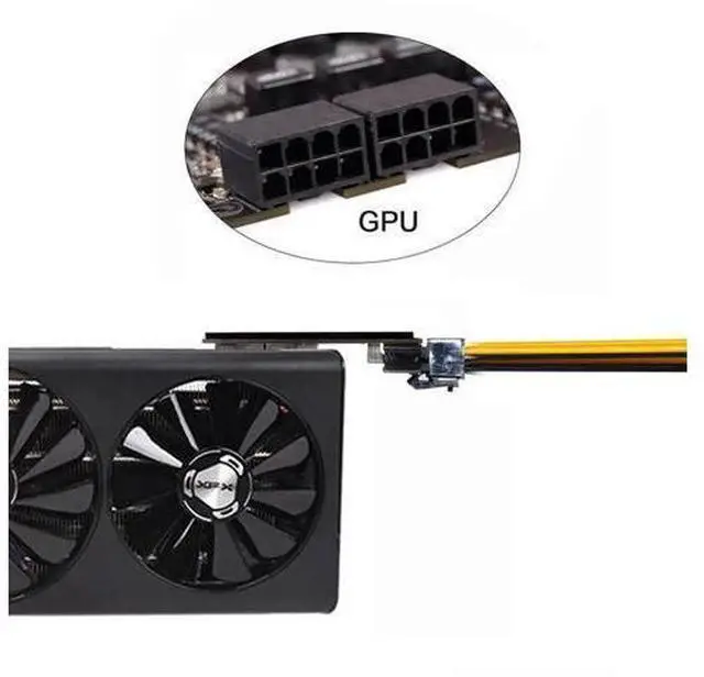 Alt view image 2 of 6 - 180° Right-Angled Dual ATX 8Pin Female to 6+8Pin Male GPU Power Adapter for RTX 3080/3090