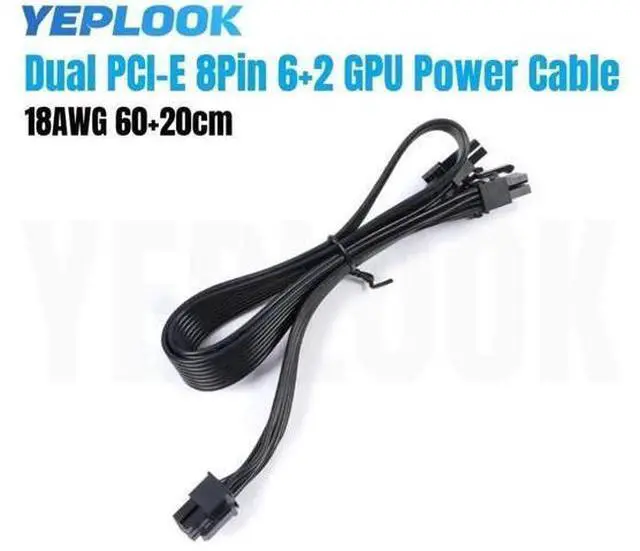 Main image of 18AWG Flat PCIe Dual 8Pin (6+2) GPU Power Cable for Corsair RM Series Modular PSU RM450/RM550/RM650/RM750/RM850/RM1000