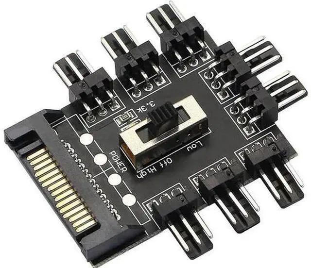 Main image of SATA Powered 1-to-8 PC Fan Hub, 12V 3Pin Fan Splitter Controller Hub Compatible with Desktop Chassis Cooling Fans