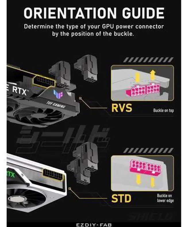 Alt view image 6 of 6 - 1 Pack Black Standard Type Shield Series Aluminum 90° Angled 8-Pin PCIe GPU Power Adapter