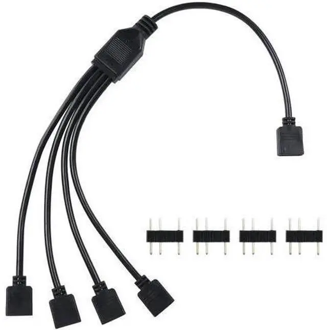 Main image of 5V 3Pin ARGB 1 to 4 Splitter Cable, Addressable RGB Hub Extension Cord for PC Case Fans & CPU Coolers