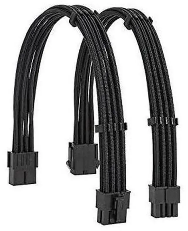 Alt view image 4 of 7 - Black Braided PSU Extension Cable Kit, 18AWG EPS 8Pin + PCIe 8Pin with Cable Combs