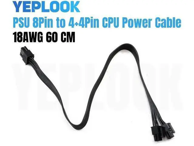 Alt view image 2 of 6 - 8Pin to Split 4+4Pin EPS ATX12V CPU Modular Power Cable Compatible with Seasonic X-1050XM2, X-1250XM2, X-650 KM3, X-750 KM3, X-850 KM3 PSU