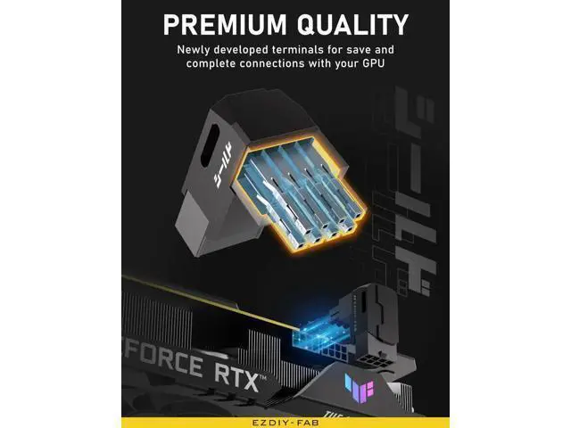 Alt view image 2 of 6 - Shield Series 8-Pin PCIe GPU Power Adapter, 90 Degree Angled Connector, Reverse Type Aluminum Adapter for Graphics Card, Black - 1 Pack