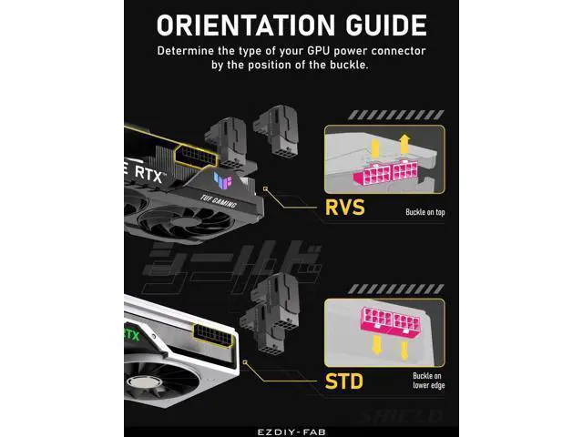 Alt view image 6 of 6 - Shield Series 8-Pin PCIe GPU Power Adapter, 90 Degree Angled Connector, Reverse Type Aluminum Adapter for Graphics Card, Black - 1 Pack