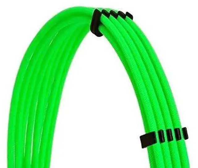 Alt view image 2 of 7 - Green Braided PSU Extension Cable Kit, 18AWG EPS 8Pin + PCIe 8Pin with Cable Combs