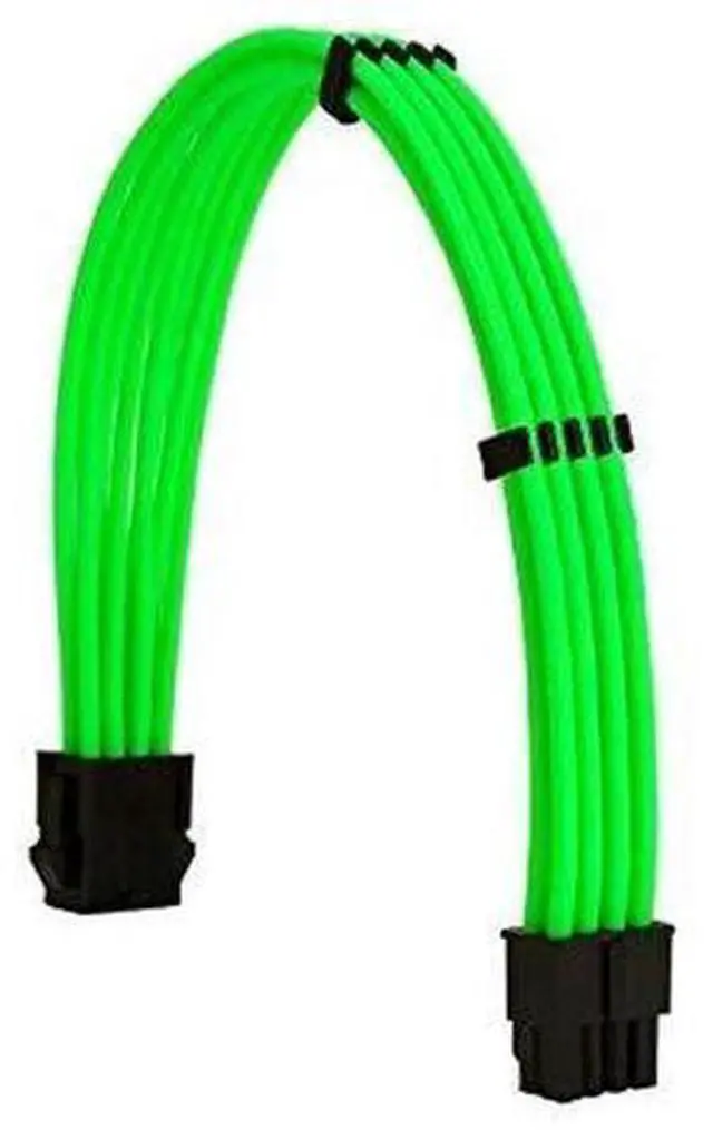 Alt view image 3 of 7 - Green Braided PSU Extension Cable Kit, 18AWG EPS 8Pin + PCIe 8Pin with Cable Combs