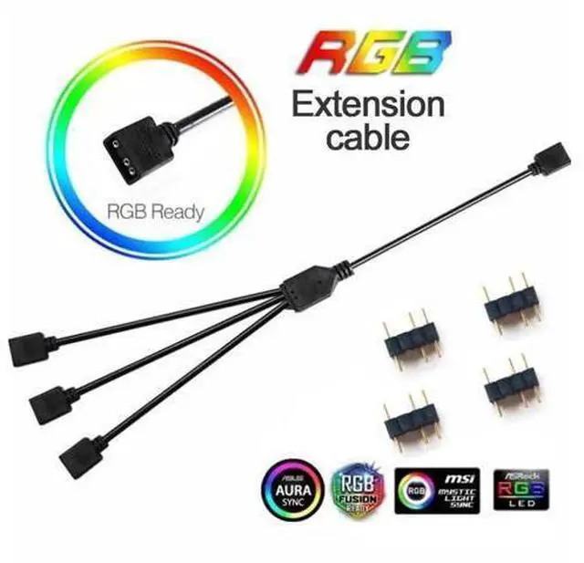 Alt view image 3 of 7 - 5V 3-Pin Addressable ARGB Splitter Extension Cable, ARGB Connector for 5050/3528 LED Strips, PC ARGB Fans & Lighting Accessories