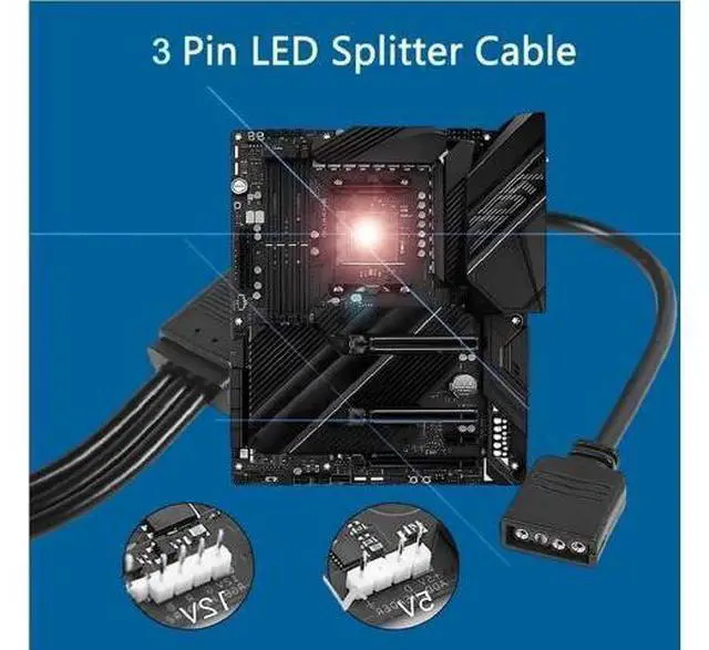 Alt view image 4 of 7 - 5V 3-Pin Addressable ARGB Splitter Extension Cable, ARGB Connector for 5050/3528 LED Strips, PC ARGB Fans & Lighting Accessories