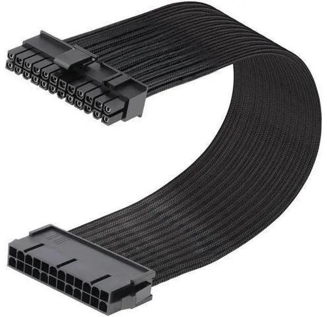 Main image of 12 Inch Sleeved ATX 24Pin (4+20) Male to Female Extension Cable for Motherboard PSU