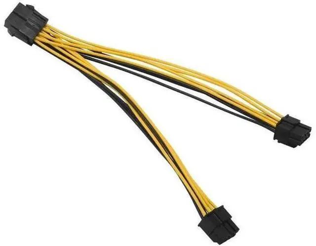 Main image of 20cm 18AWG CPU 8Pin Female to Dual 4+4Pin Male Y-Splitter Power Extension Cable
