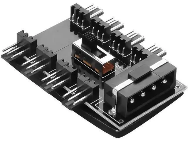 Main image of IDE 4-Pin Powered 1-to-8 12V 3-Pin PC Fan Hub, Multi-Port Chassis Cooling Fan Splitter Controller for Desktop Motherboard